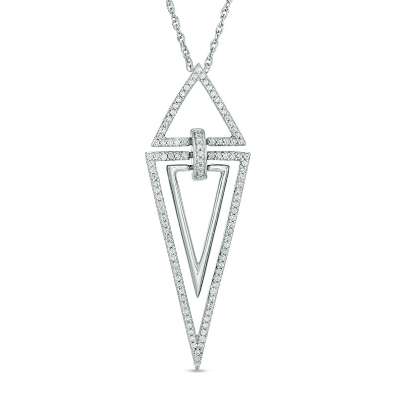 Main Image 1 of 0.23 CT. T.W. Diamond Triangles Pendant in Sterling Silver