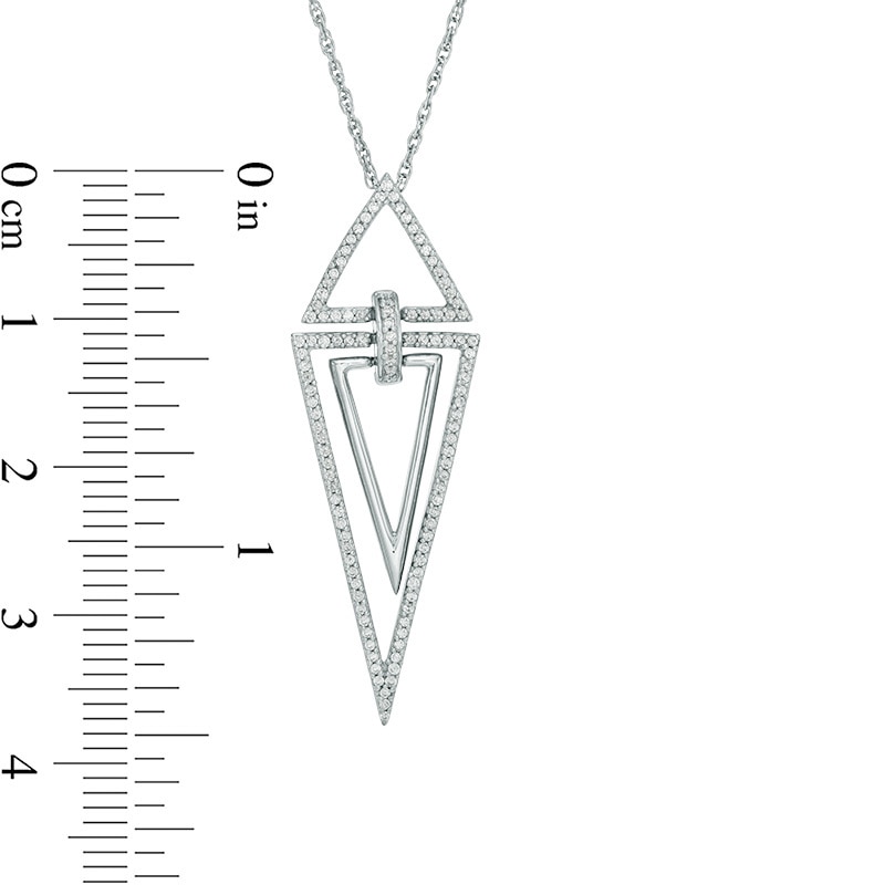 Main Image 2 of 0.23 CT. T.W. Diamond Triangles Pendant in Sterling Silver