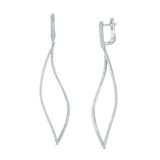 0.95 CT. T.W. Diamond Leaf Drop Earrings in 10K White Gold