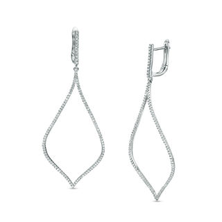 0.95 CT. T.W. Diamond Flame-Shaped Pendulum Drop Earrings in 10K White Gold