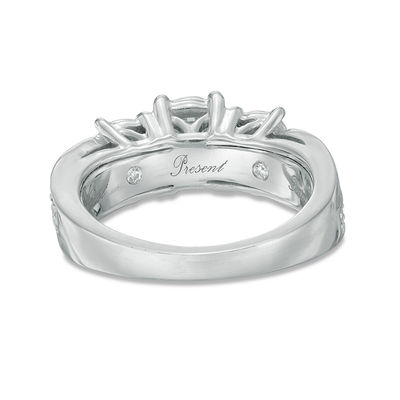 1.00 CT. T.W. Diamond Twist Shank Past Present Future® Engagement Ring in 10K White Gold