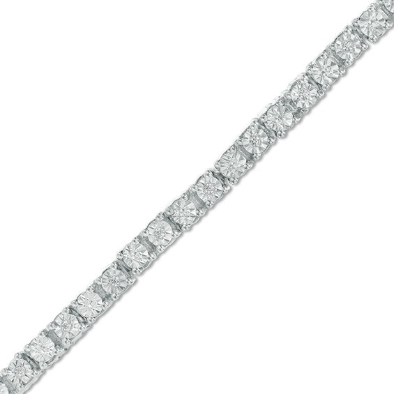 0.10 CT. T.W. Diamond Tennis Bracelet in Sterling Silver - 7.5"