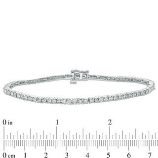 0.10 CT. T.W. Diamond Tennis Bracelet in Sterling Silver - 7.5"