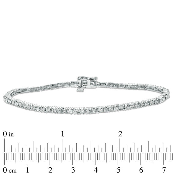 0.10 CT. T.W. Diamond Tennis Bracelet in Sterling Silver - 7.5"