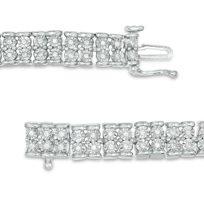 0.50 CT. T.W. Diamond Two Row Bracelet in Sterling Silver - 7.5"