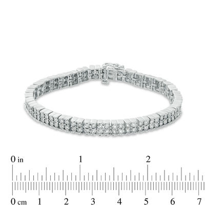 0.50 CT. T.W. Diamond Two Row Bracelet in Sterling Silver - 7.5"