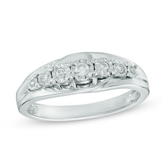 0.11 CT. T.W. Diamond Seven Stone Anniversary Band in Sterling Silver