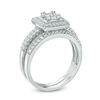 0.58 CT. T.W. Diamond Square Frame Bridal Set in 10K White Gold