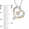 Diamond Accent Tilted Triple Heart Pendant in 10K Tri-Tone Gold