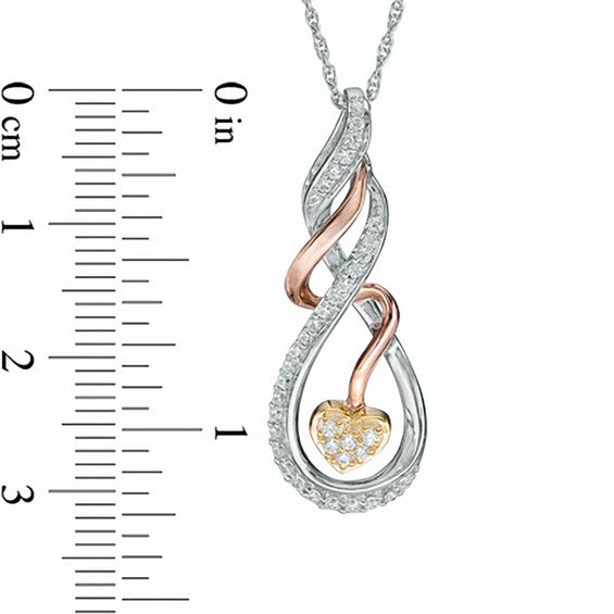 0.23 CT. T.W. Diamond Infinity Loop with Heart Pendant in 10K Tri-Tone Gold