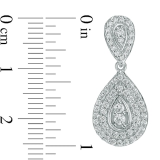 0.95 CT. T.W. Composite Diamond Frame Pear-Shaped Drop Earrings in 10K White Gold