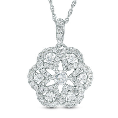 0.83 CT. T.W. Diamond Snowflake Pendant in 10K White Gold