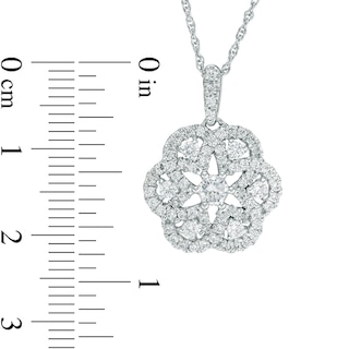 0.83 CT. T.W. Diamond Snowflake Pendant in 10K White Gold