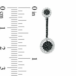 0.45 CT. T.W. Enhanced Black and White Diamond Frame Pendulum Drop Earrings in 10K White Gold