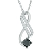 0.45 CT. T.W. Enhanced Black and White Diamond Ribbon Two Row Pendant in 10K White Gold