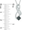 Thumbnail Image 1 of 0.45 CT. T.W. Enhanced Black and White Diamond Ribbon Two Row Pendant in 10K White Gold