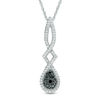 0.30 CT. T.W. Composite Enhanced Black and White Diamond Pear-Shaped Twist Pendant in 10K White Gold