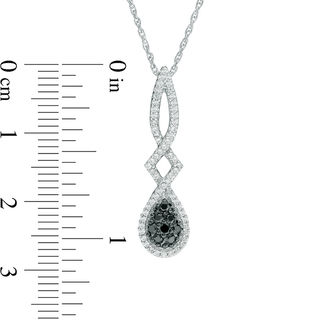 0.30 CT. T.W. Composite Enhanced Black and White Diamond Pear-Shaped Twist Pendant in 10K White Gold