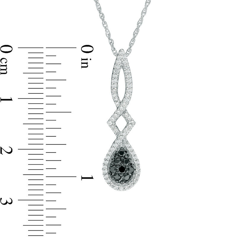 0.30 CT. T.W. Composite Enhanced Black and White Diamond Pear-Shaped Twist Pendant in 10K White Gold|Peoples Jewellers