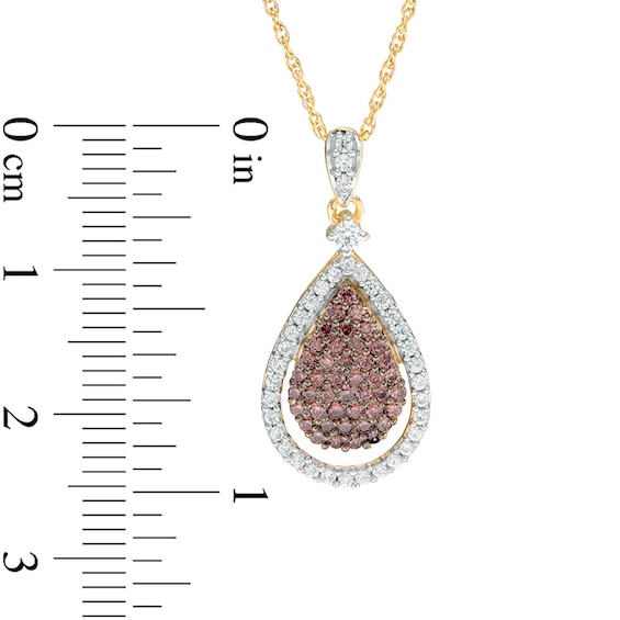 0.58 CT. T.W. Composite Enhanced Champagne and White Diamond Teardrop Pendant in 10K Gold