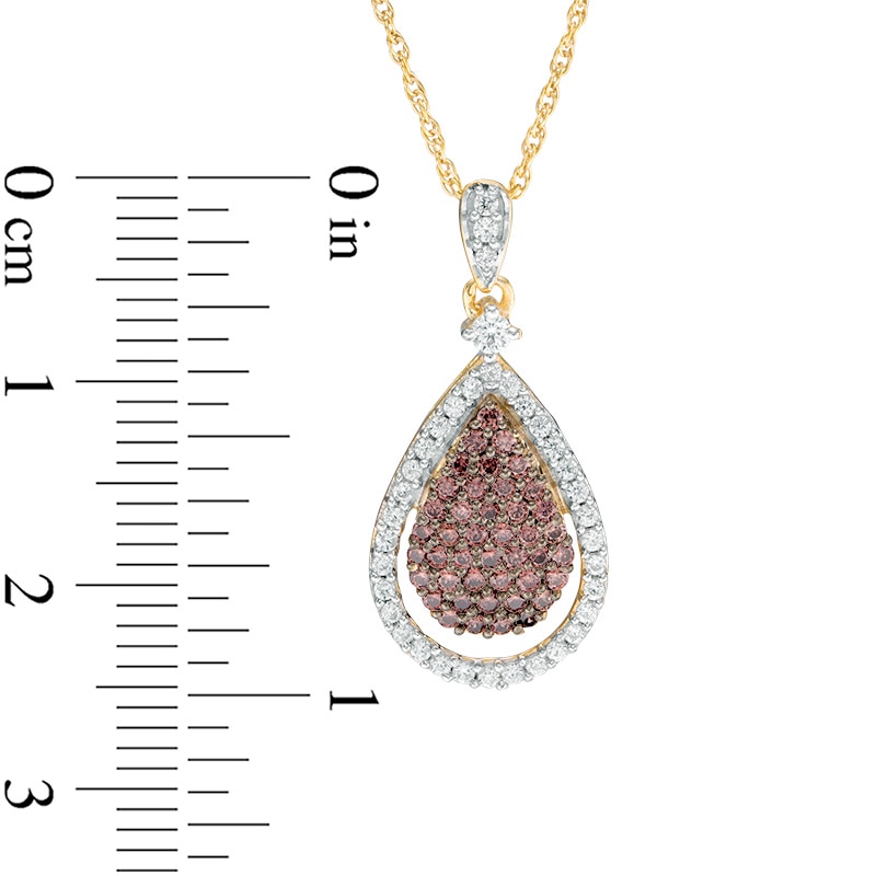 0.58 CT. T.W. Composite Enhanced Champagne and White Diamond Teardrop Pendant in 10K Gold|Peoples Jewellers