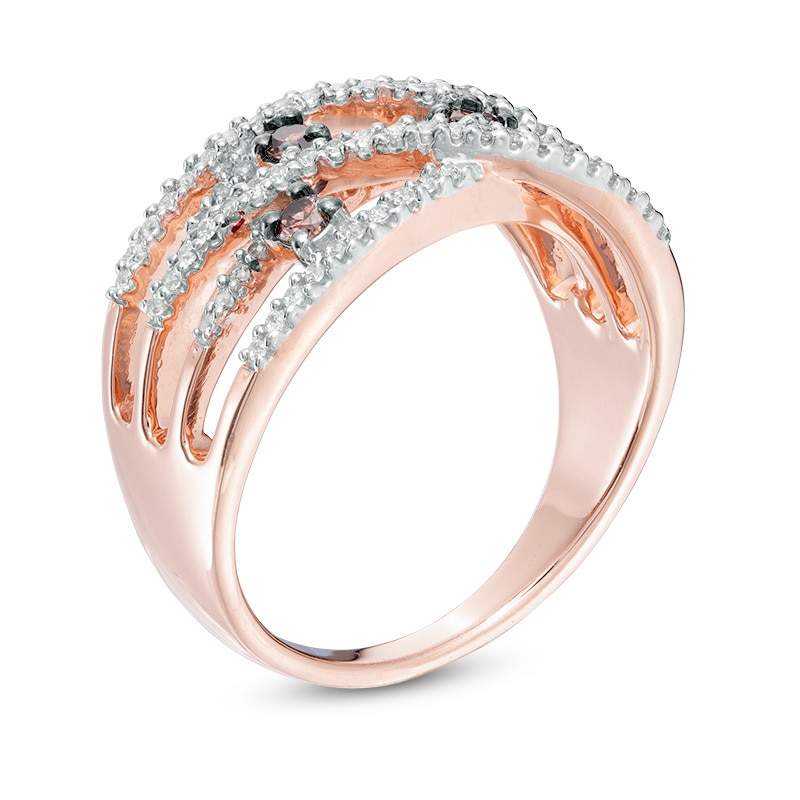 0.45 CT. T.W. Champagne and White Diamond Orbit Ring in 10K Rose Gold|Peoples Jewellers