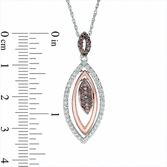 0.45 CT. T.W. Enhanced Champagne and White Diamond Marquise Pendant in 10K Two-Tone Gold