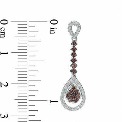 0.58 CT. T.W. Composite Enhanced Champagne and White Diamond Pear-Shaped Drop Earrings in 10K White Gold