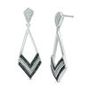 0.23 CT. T.W. Enhanced Black and White Diamond Chevron Drop Earrings in 10K White Gold