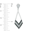 Thumbnail Image 1 of 0.23 CT. T.W. Enhanced Black and White Diamond Chevron Drop Earrings in 10K White Gold