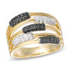 Thumbnail Image 0 of 0.45 CT. T.W. Enhanced Black and White Diamond Orbit Ring in 10K Gold