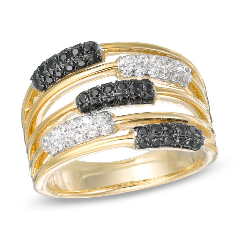 0.45 CT. T.W. Enhanced Black and White Diamond Orbit Ring in 10K Gold|Peoples Jewellers