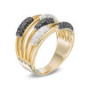 Thumbnail Image 1 of 0.45 CT. T.W. Enhanced Black and White Diamond Orbit Ring in 10K Gold