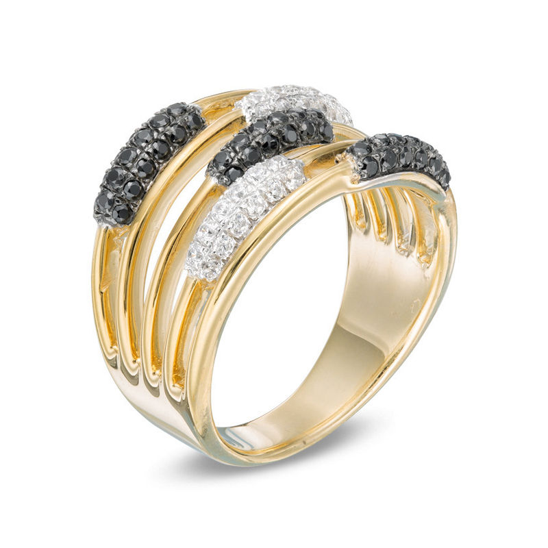 0.45 CT. T.W. Enhanced Black and White Diamond Orbit Ring in 10K Gold|Peoples Jewellers