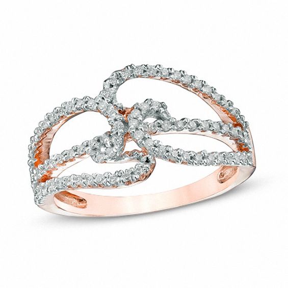 0.45 CT. T.W. Diamond Swirl Split Shank Ring in 10K Rose Gold