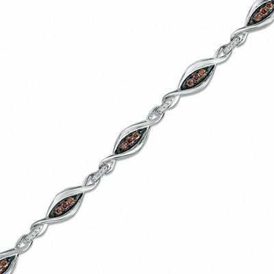 0.45 CT. T.W. Champagne and White Diamond Twine Bracelet in 10K White Gold - 7.25"