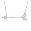 Thumbnail Image 0 of 0.13 CT. T.W. Diamond Sideways Arrow Necklace in Sterling Silver