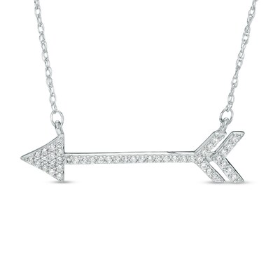 0.13 CT. T.W. Diamond Sideways Arrow Necklace in Sterling Silver