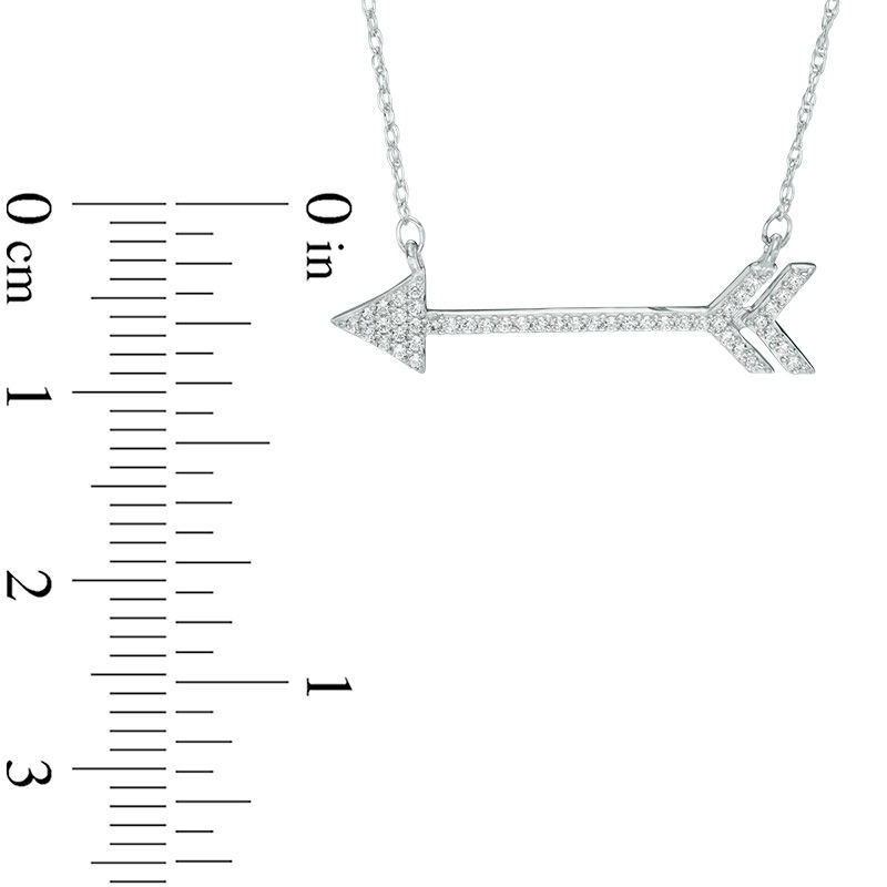 0.13 CT. T.W. Diamond Sideways Arrow Necklace in Sterling Silver