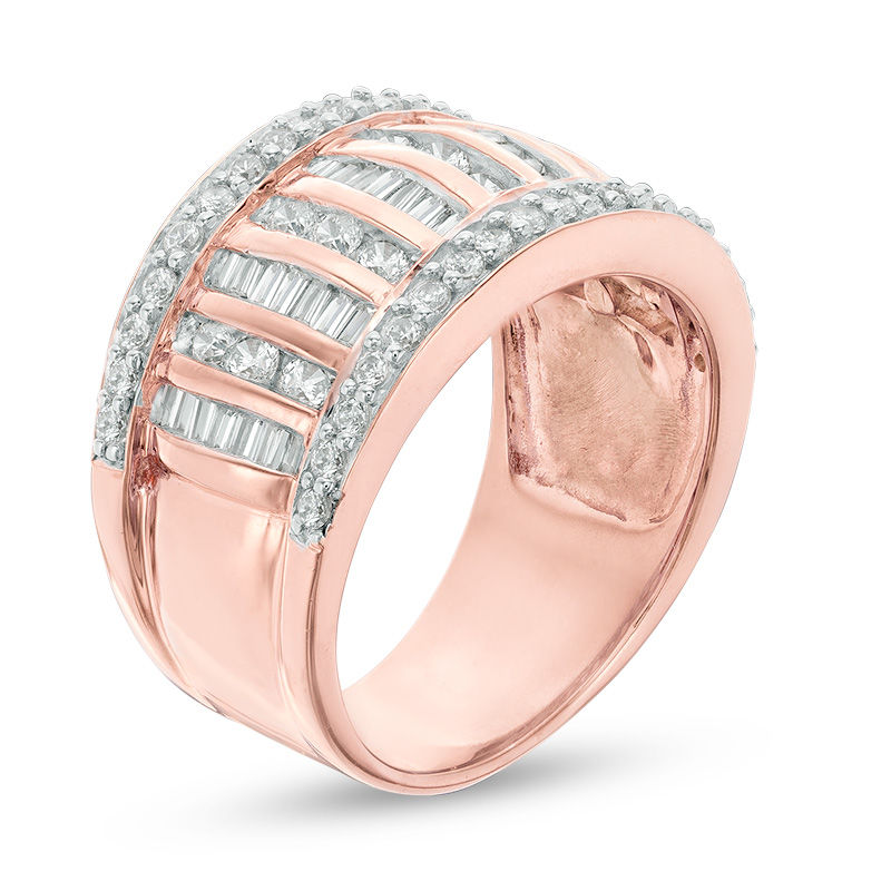 0.95 CT. T.W. Diamond Column Ring in 10K Rose Gold