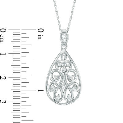 0.18 CT. T.W. Diamond Pear-Shaped Filigree Pendant in Sterling Silver