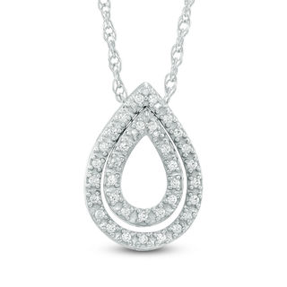 0.09 CT. T.W. Diamond Double Teardrop Pendant in Sterling Silver