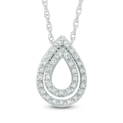 0.09 CT. T.W. Diamond Double Teardrop Pendant in Sterling Silver