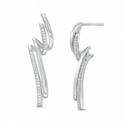 0.15 CT. T.W. Diamond Twist Drop Earrings in Sterling Silver