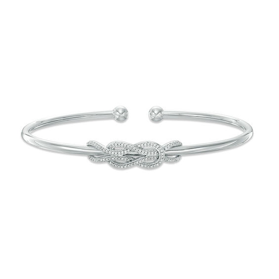 0.20 CT. T.W. Diamond  Infinity Knot Cuff Bracelet in Sterling Silver