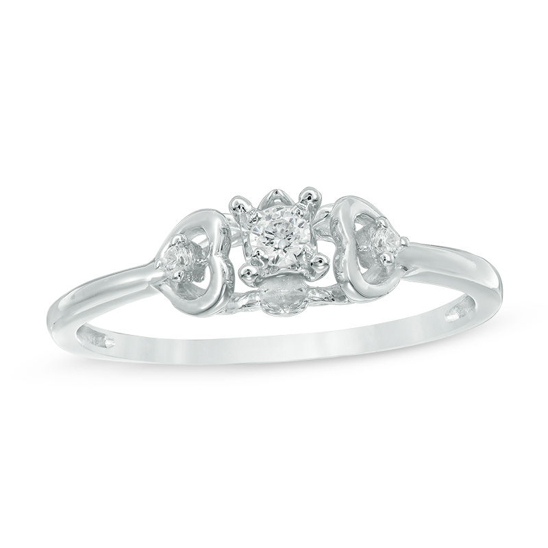 Diamond Accent Heart Sides Promise Ring in 10K White Gold|Peoples Jewellers