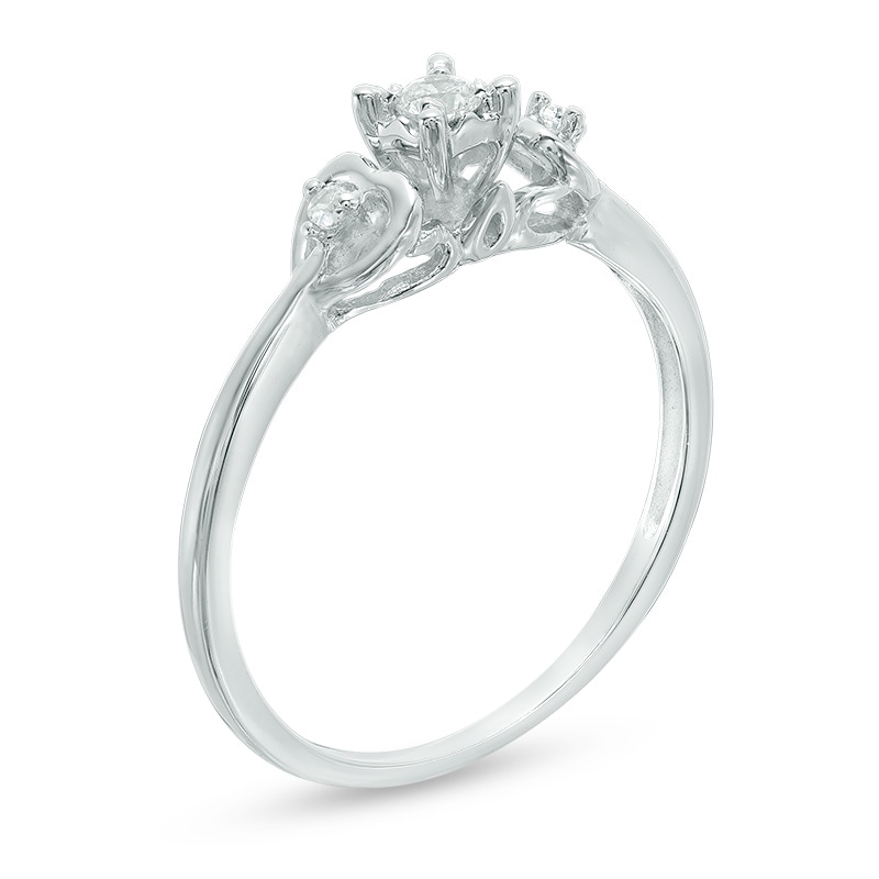 Diamond Accent Heart Sides Promise Ring in 10K White Gold|Peoples Jewellers