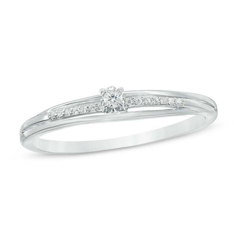 Diamond Accent Overlay Promise Ring in 10K White Gold