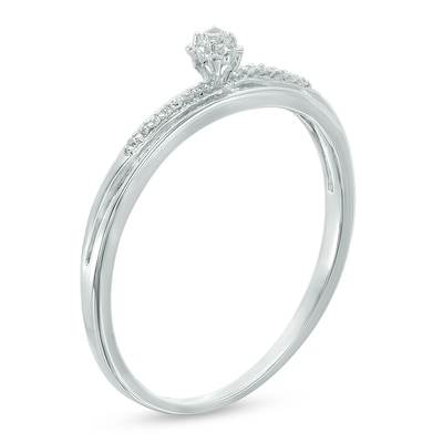 Diamond Accent Overlay Promise Ring in 10K White Gold