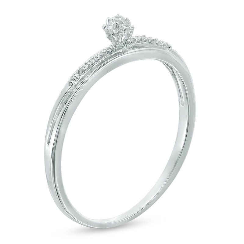 Diamond Accent Overlay Promise Ring in 10K White Gold
